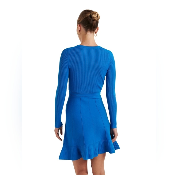 EVER NEW CLEO LONG SLEEVE MINI KNIT DRESS -SIZE 4- BLUE PIGMENT NWT - Picture 4 of 7